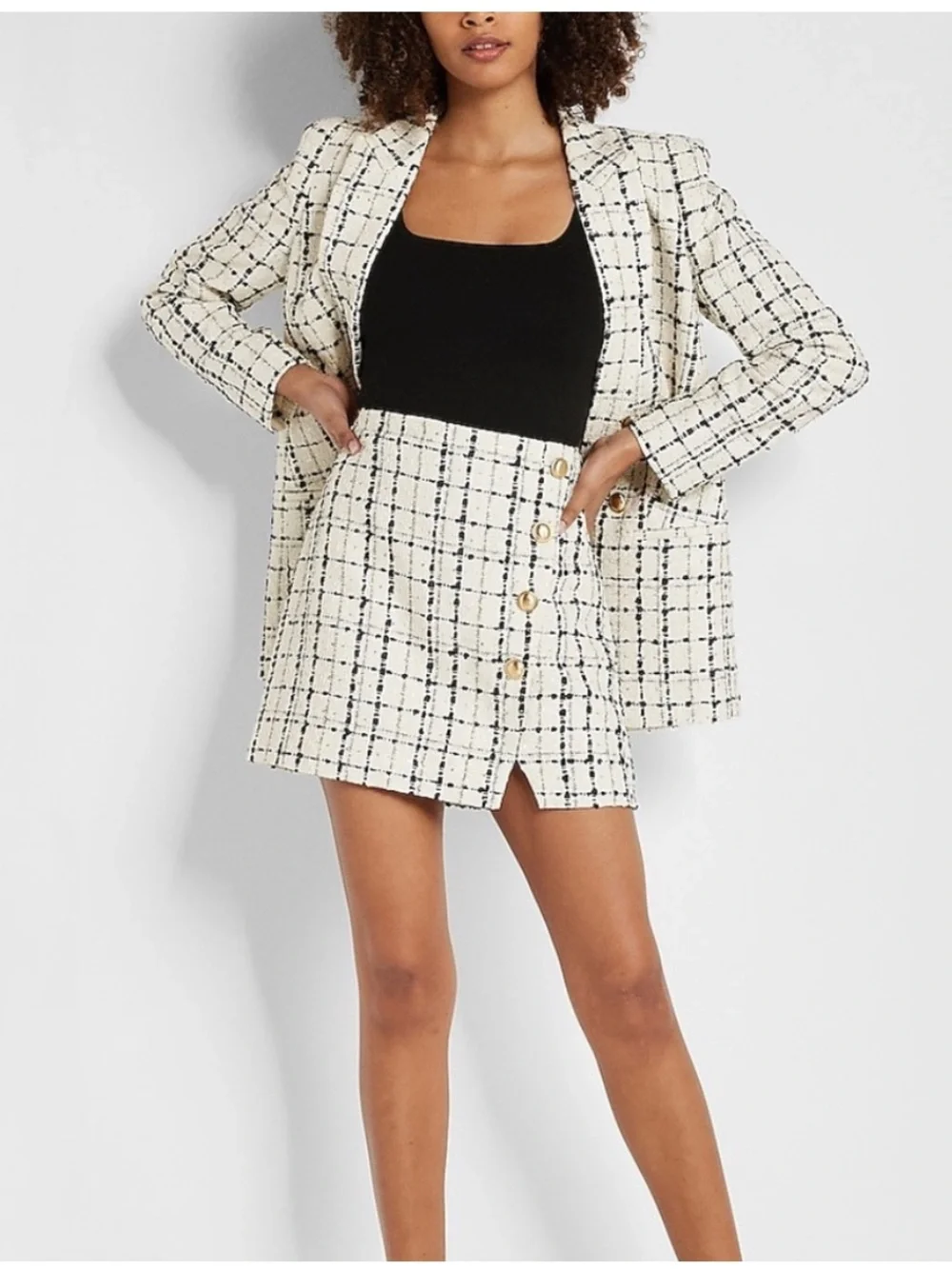 Express plaid tweed